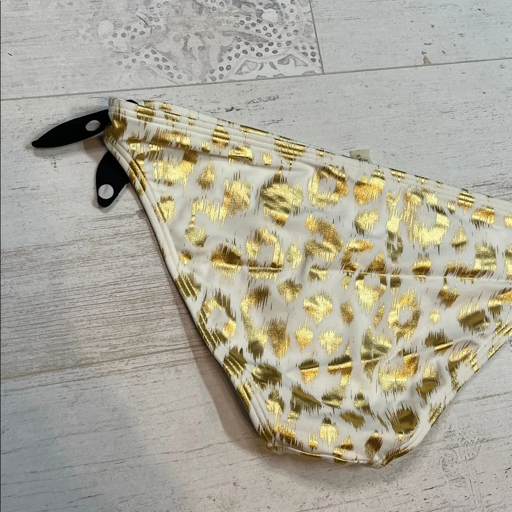 Victorias Secret Gold Foil Anima Print Bikini Bottoms Size Large